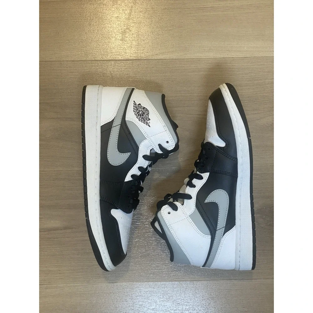 Nike Air Jordan 1 Mid White Shadow Grey 554724-073 Men's Size 8